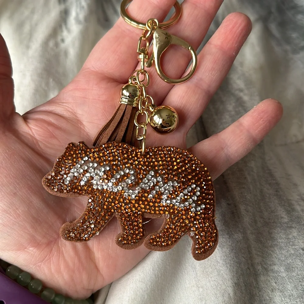 NWT MAMA BEAR rhinestone keychain charm